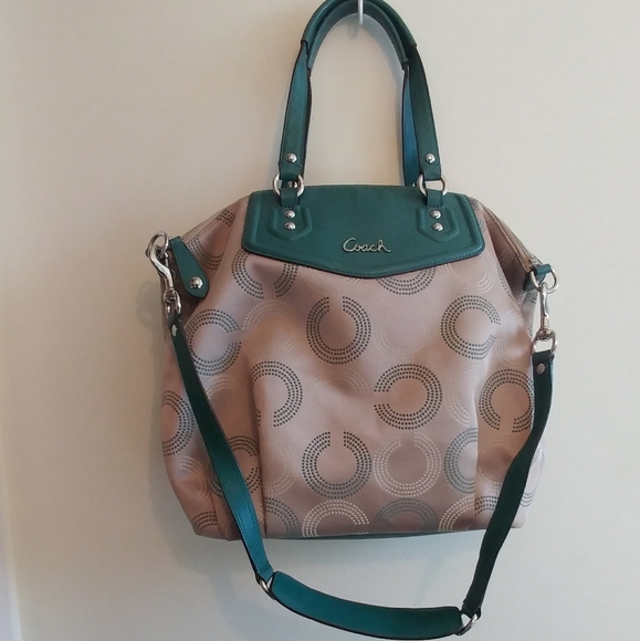 Coach Ashley Dotted OP Art North South Satchel Bag - Picture 3 of 16